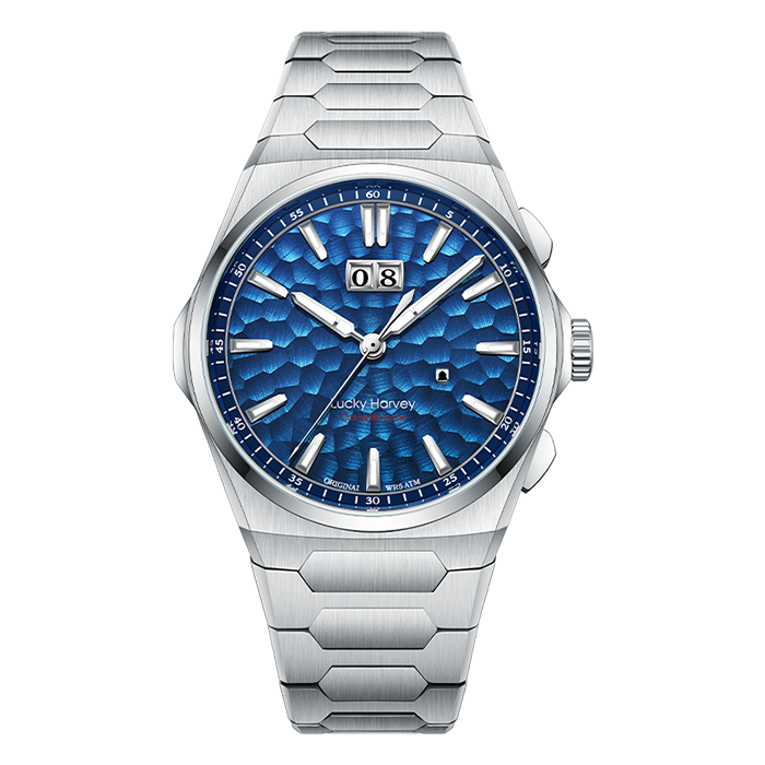 Lucky Harvey ZLS402-1 Sound of Nature chiming watch with hand-hammered ocean blue dial
