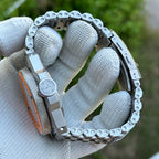 Brushed case side of the STEELDIVE SD2212 shown with a brown leather strap