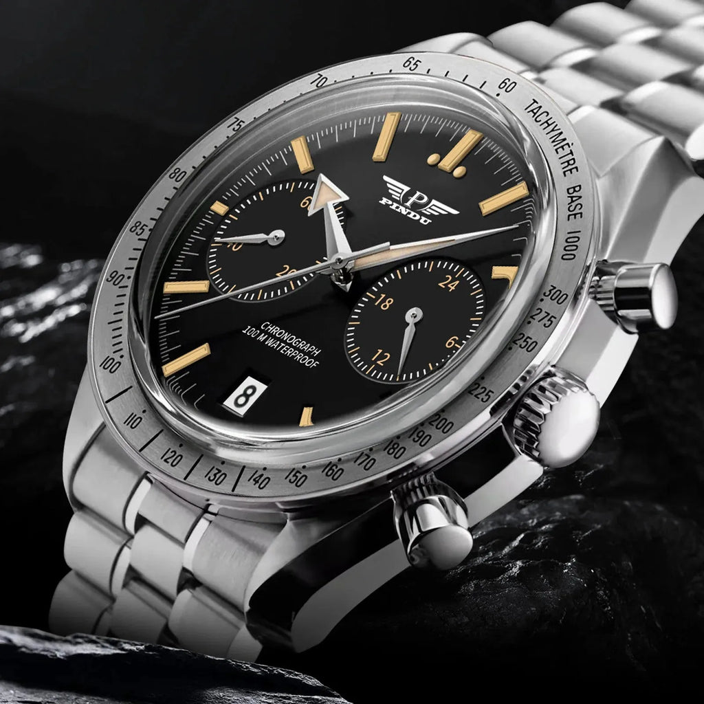 PINDU Tribute to Moon Watch Retro Luxury Quartz Watches Men Sport Chronograph-PrimeTimepiece