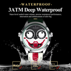 POEDAGAR 676 Men's Leather Quartz Sports Watch in Black Grey Red with watch