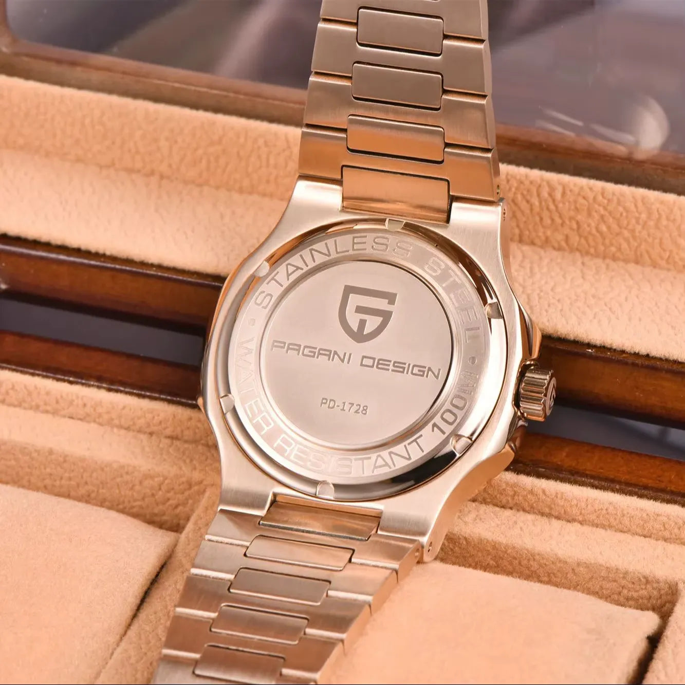 PAGANI DESIGN PD‑1728 40 MM Rose Gold & Blue Automatic Mechanical Watch Men-PrimeTimepiece