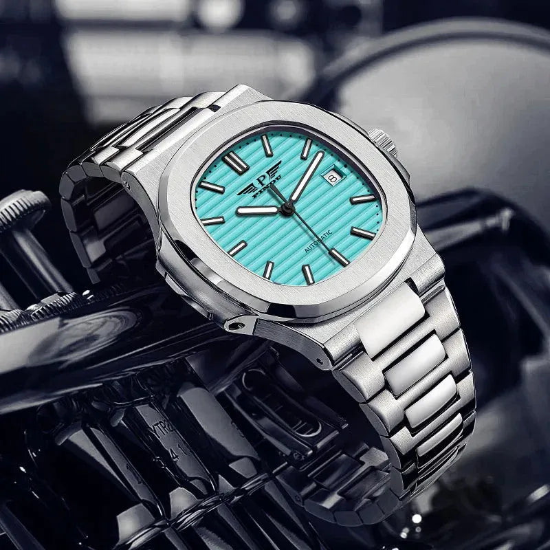 PINDU P6502 Mens Automatic Mechanical Waterproof Moon Phase Watch-PrimeTimepiece