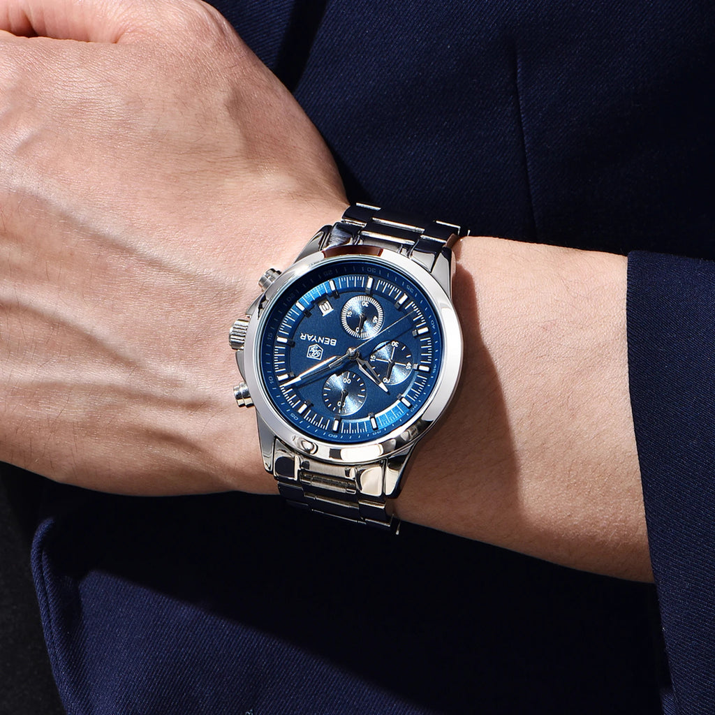 BENYAR BY‑5210 Luxury Chronograph Quartz Watch for Men – Leather & Waterproof