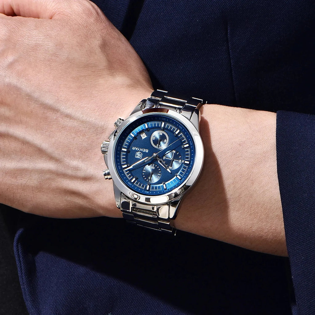 BENYAR BY‑5210 Luxury Chronograph Quartz Watch for Men – Leather & Waterproof-PrimeTimepiece