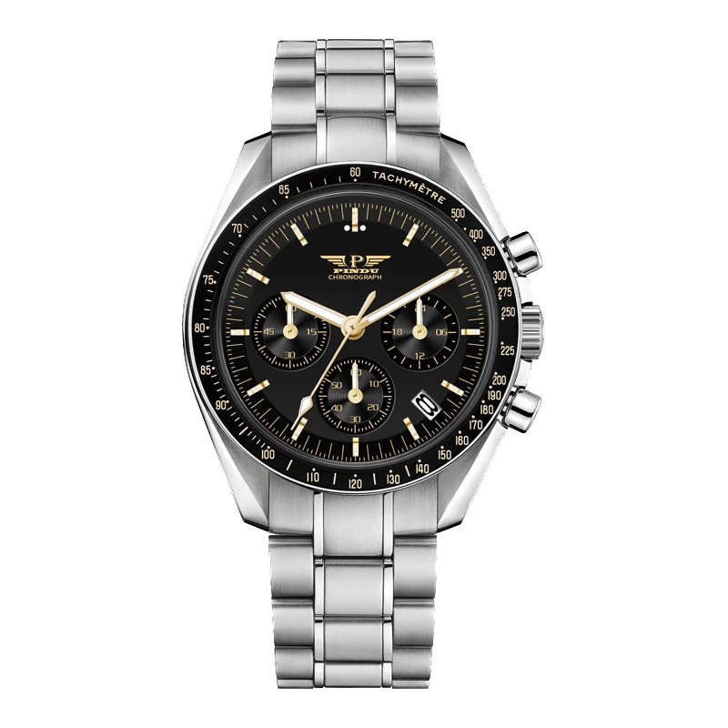 PINDU Tribute to Moon Watch Retro Luxury Quartz Watches Men Sport Chronograph