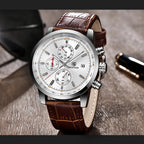 BENYAR BY-5102 Men's Quartz Chronograph Sports Watch Silver White