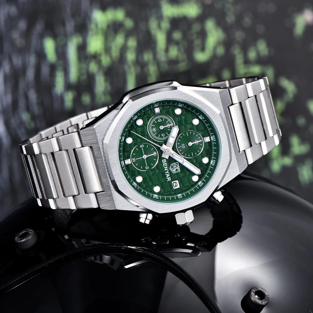 BENYAR BY‑5216 Luxury Quartz Chronograph Sports Watch for Men, Waterproof