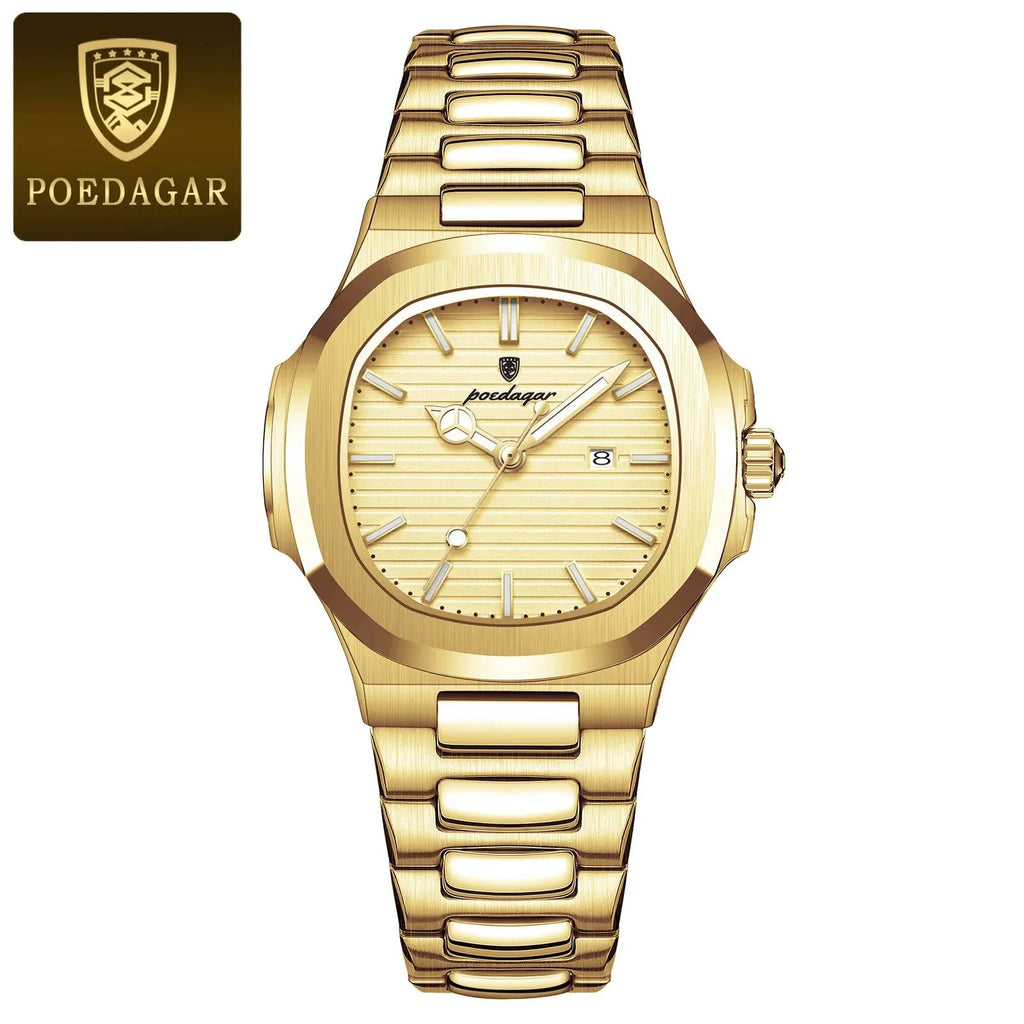 POEDAGAR Luxury Woman’s Quartz Watch Date, Stainless Steel Waterproof, Luminous-PrimeTimepiece