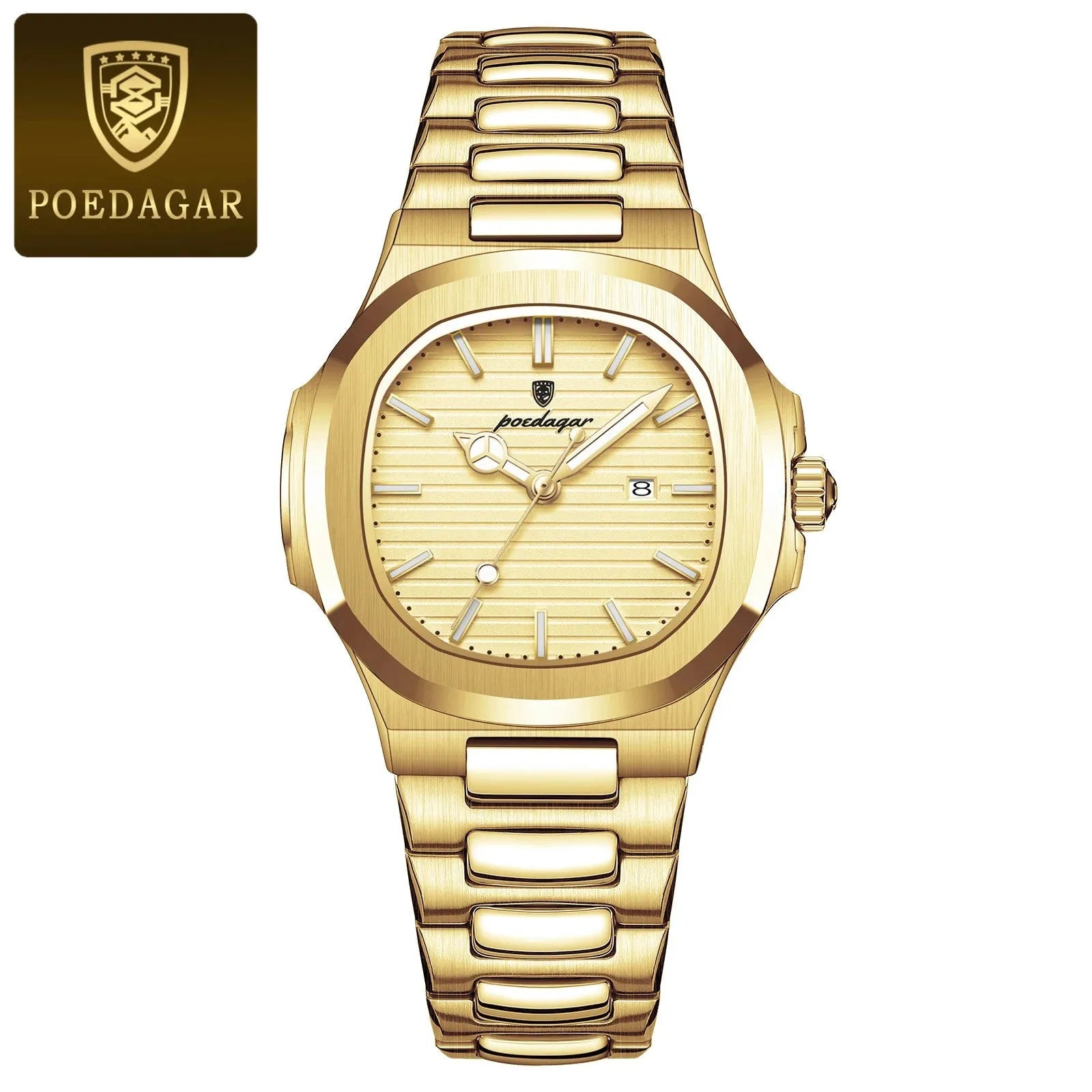POEDAGAR Luxury Woman’s Quartz Watch Date, Stainless Steel Waterproof, Luminous-PrimeTimepiece