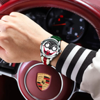 POEDAGAR 676 Men's Leather Quartz Sports Watch in Black Grey Red with watch