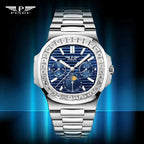PINDU P6502 Mens Automatic Mechanical Waterproof Moon Phase Watch-PrimeTimepiece