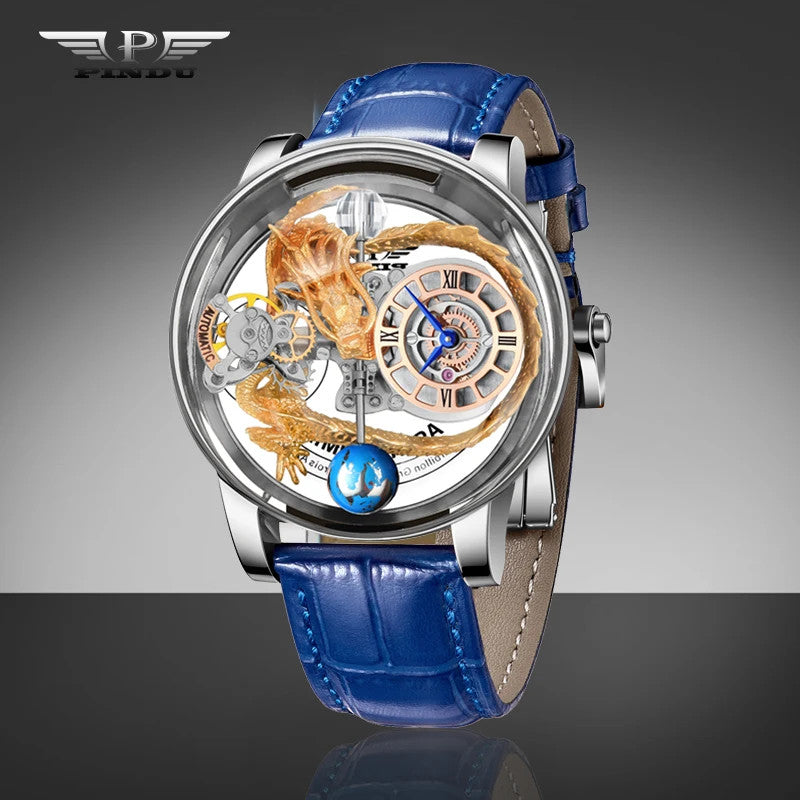 PINDU P6539 Earth Theme 3D Dragon Celestial Body Series Hollow Quartz Watch