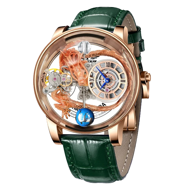 PINDU P6539 Earth Theme 3D Dragon Celestial Body Series Hollow Quartz Watch