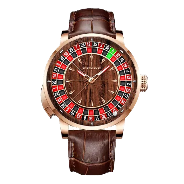 PINDU Wood Grain Celestial Men Mechanical Watch NH35A Roulette Watches Pointer