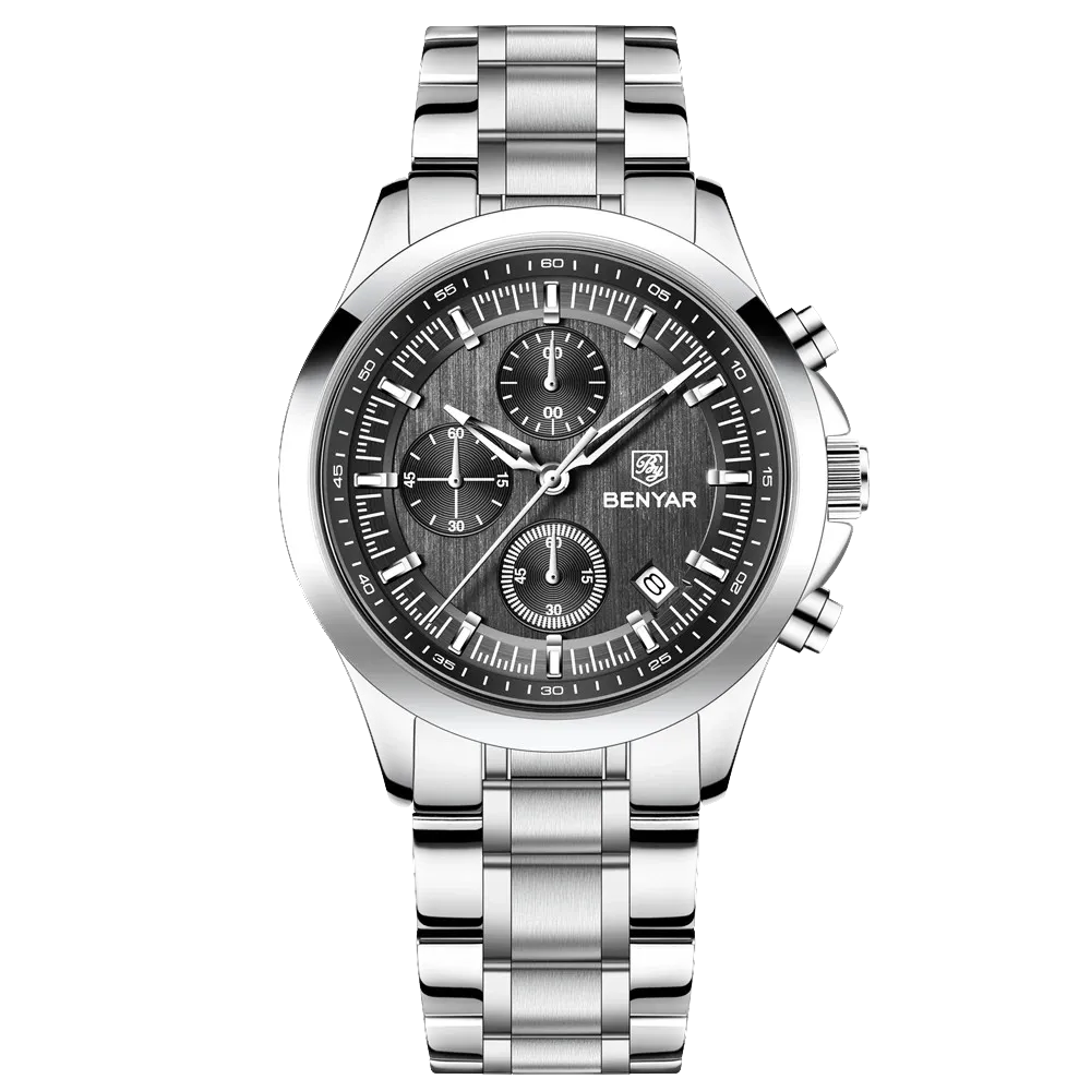 BENYAR BY‑5210 Luxury Chronograph Quartz Watch for Men – Leather & Waterproof-PrimeTimepiece