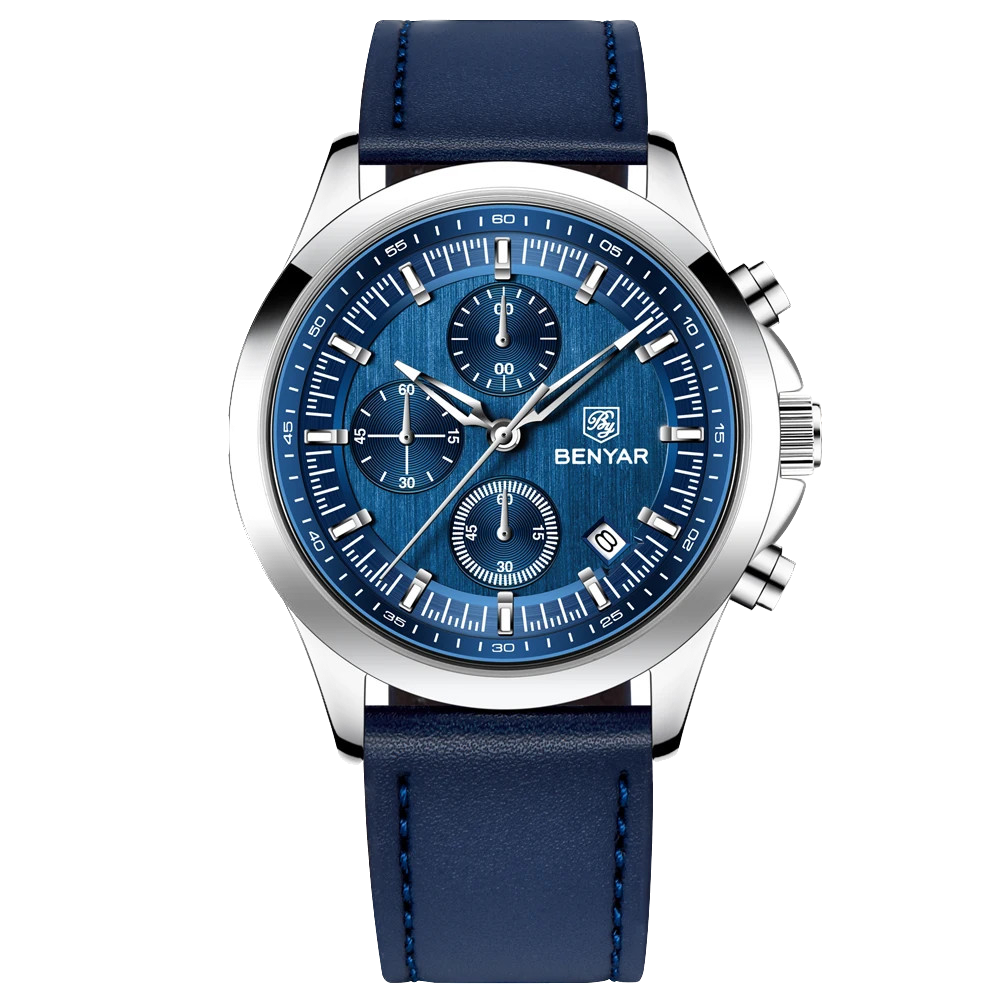 BENYAR BY‑5210 Luxury Chronograph Quartz Watch for Men – Leather & Waterproof