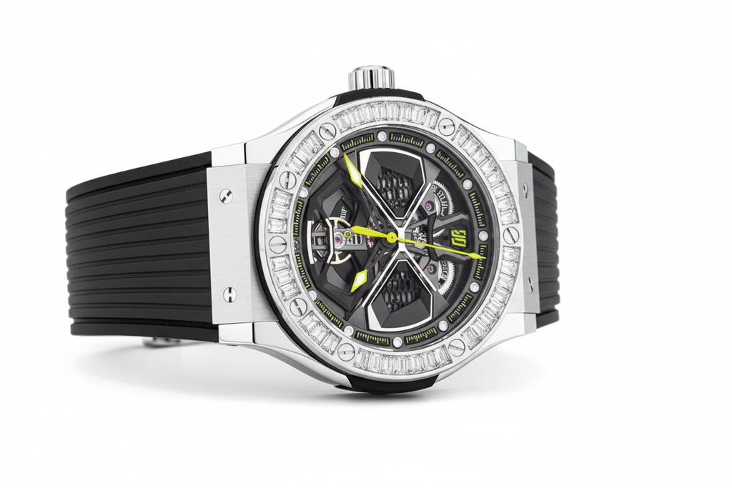 PINDU Luxury Color Diamond Mechanical Stainless Steel, Silicone Waterproof Watch-PrimeTimepiece