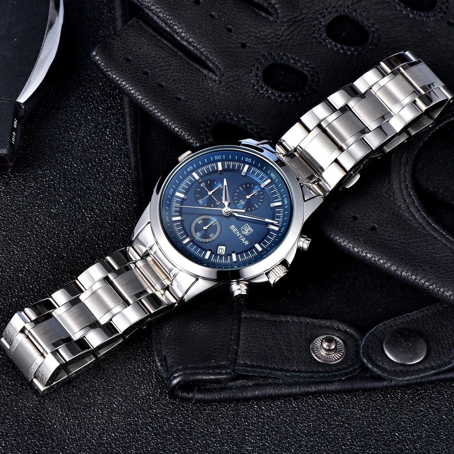 BENYAR BY‑5210 Luxury Chronograph Quartz Watch for Men – Leather & Waterproof