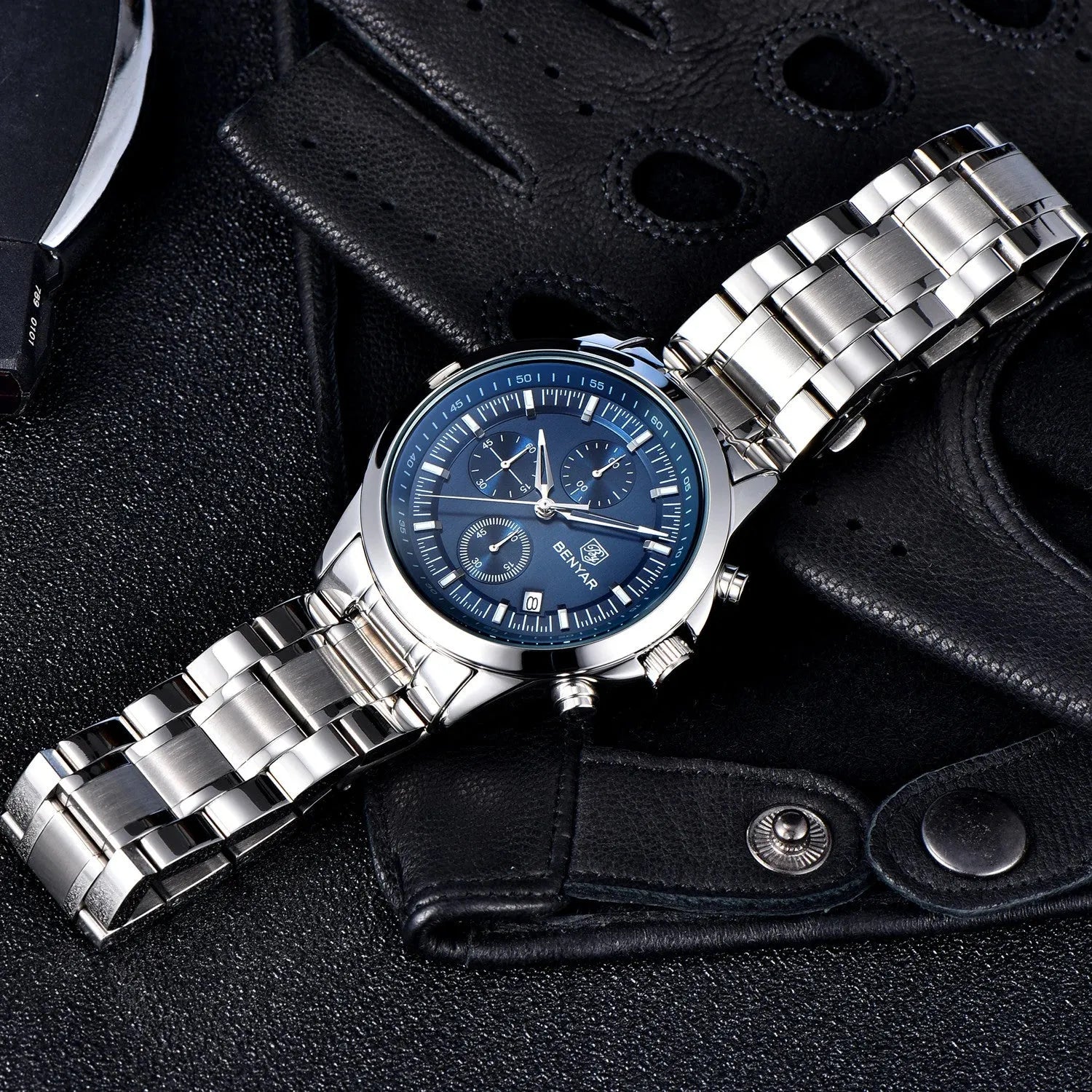BENYAR BY‑5210 Luxury Chronograph Quartz Watch for Men – Leather & Waterproof-PrimeTimepiece