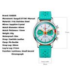 Sugess S365 Men's Chronograph Pilot Watch Turquoise