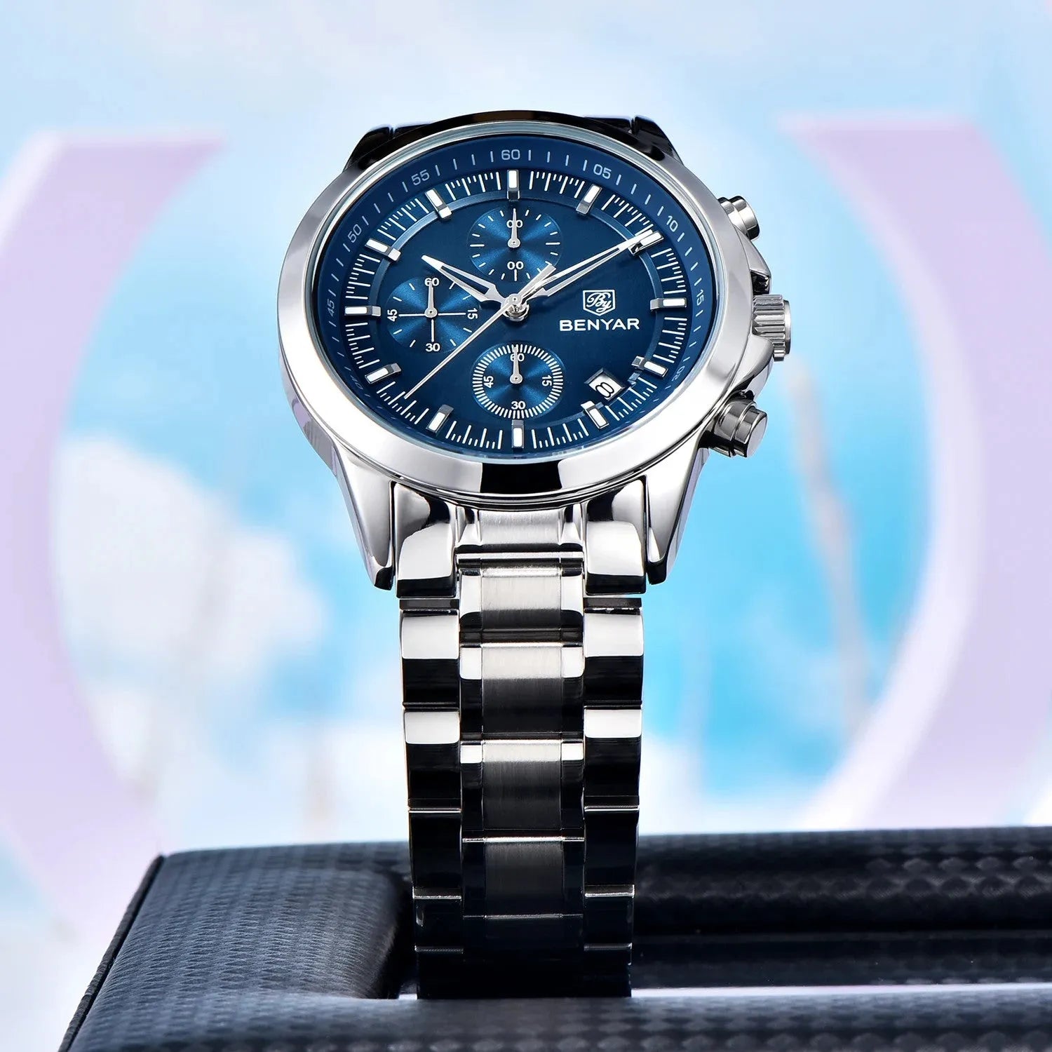 BENYAR BY‑5210 Luxury Chronograph Quartz Watch for Men – Leather & Waterproof-PrimeTimepiece