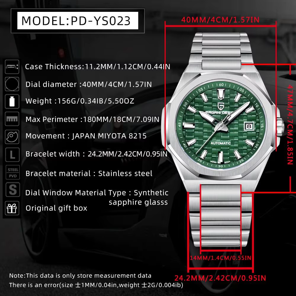 PAGANI DESIGN PD-YS023 Mechanical Watch 100M Waterproof Automatic Watch 