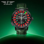 PINDU PD6628 NH35 Button Rotating Black Shell Roulette Men's Watch in Black with watch