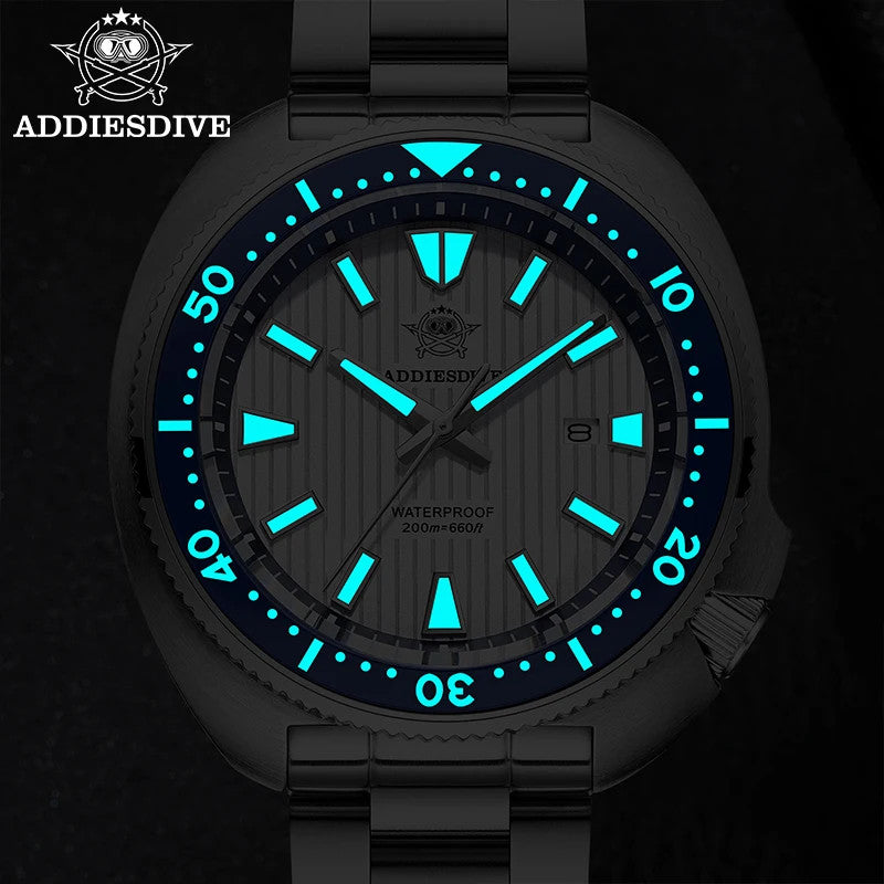 ADDIESDIVE AD2507 Mens Diver Sport Quartz Watch stainless Steel 20Bar Waterproof