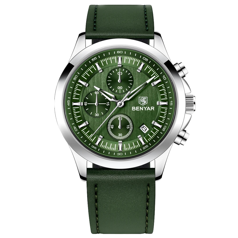 BENYAR BY‑5210 Luxury Chronograph Quartz Watch for Men – Leather & Waterproof