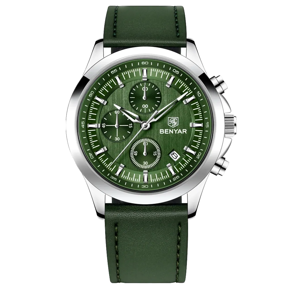 BENYAR BY‑5210 Luxury Chronograph Quartz Watch for Men – Leather & Waterproof-PrimeTimepiece