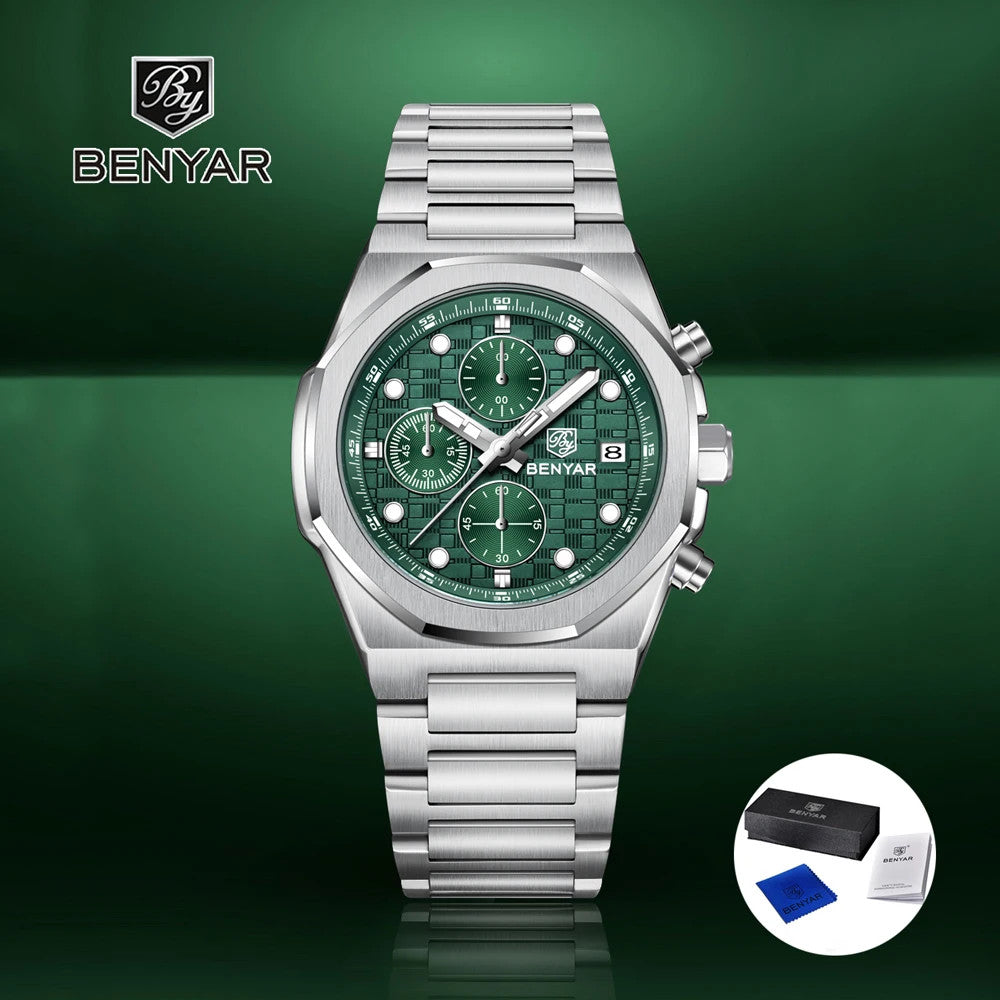 BENYAR BY‑5216 Luxury Quartz Chronograph Sports Watch for Men, Waterproof