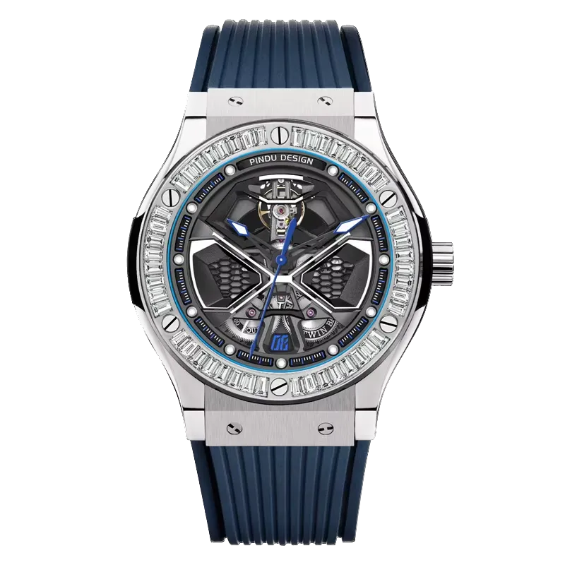 PINDU Luxury Color Diamond Mechanical Stainless Steel, Silicone Waterproof Watch-PrimeTimepiece