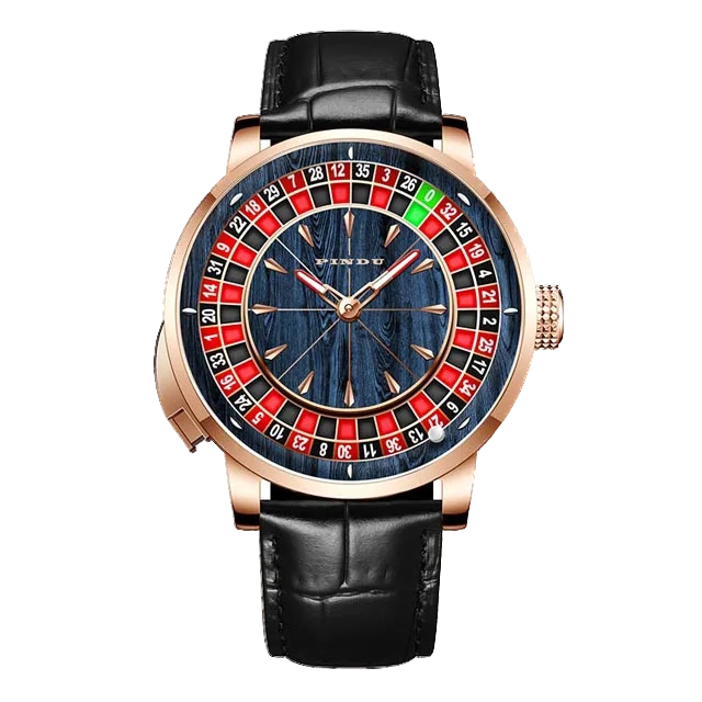 PINDU Wood Grain Celestial Men Mechanical Watch NH35A Roulette Watches Pointer