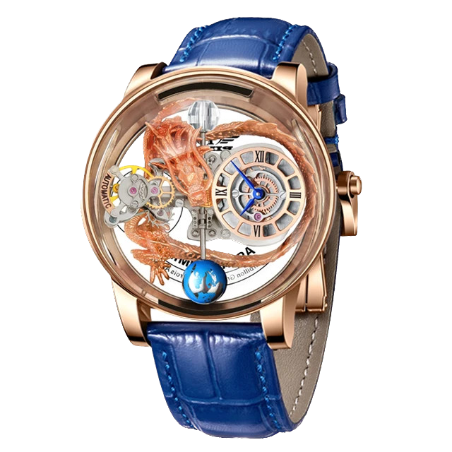 PINDU P6539 Earth Theme 3D Dragon Celestial Body Series Hollow Quartz Watch