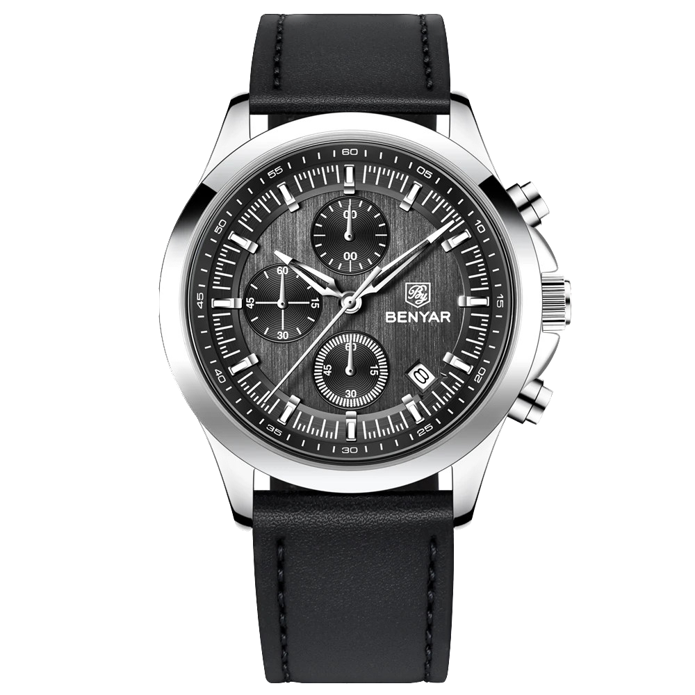 BENYAR BY‑5210 Luxury Chronograph Quartz Watch for Men – Leather & Waterproof