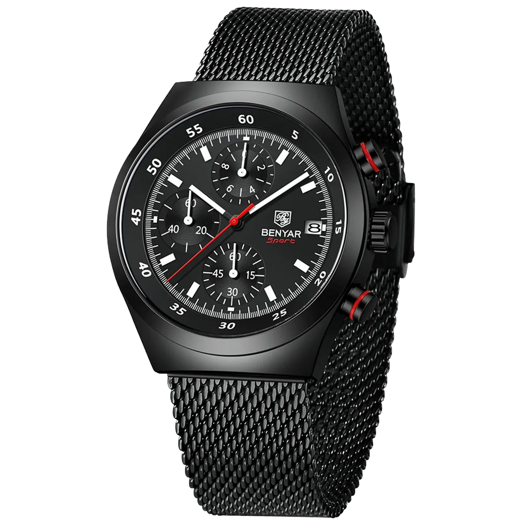 BENYAR BY-5200 43mm Night Light Dial Men's Quartz Watch Chronograph Waterproof-PrimeTimepiece