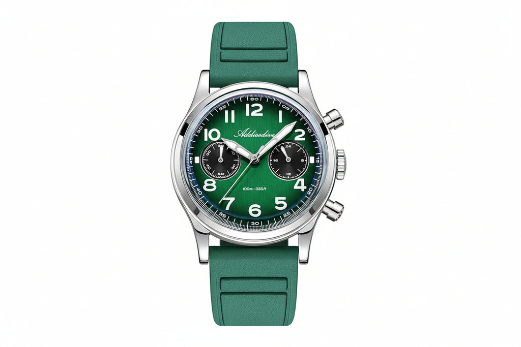 ADDIESDIVE 38MM Chronograph Quartz Watch VK64 Retro Bubble Glass Men's Watch Blue