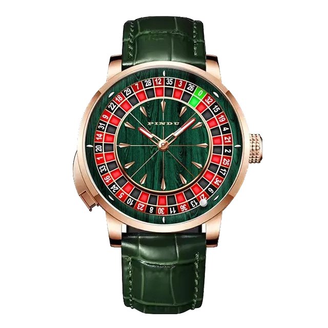 PINDU Wood Grain Celestial Men Mechanical Watch NH35A Roulette Watches Pointer