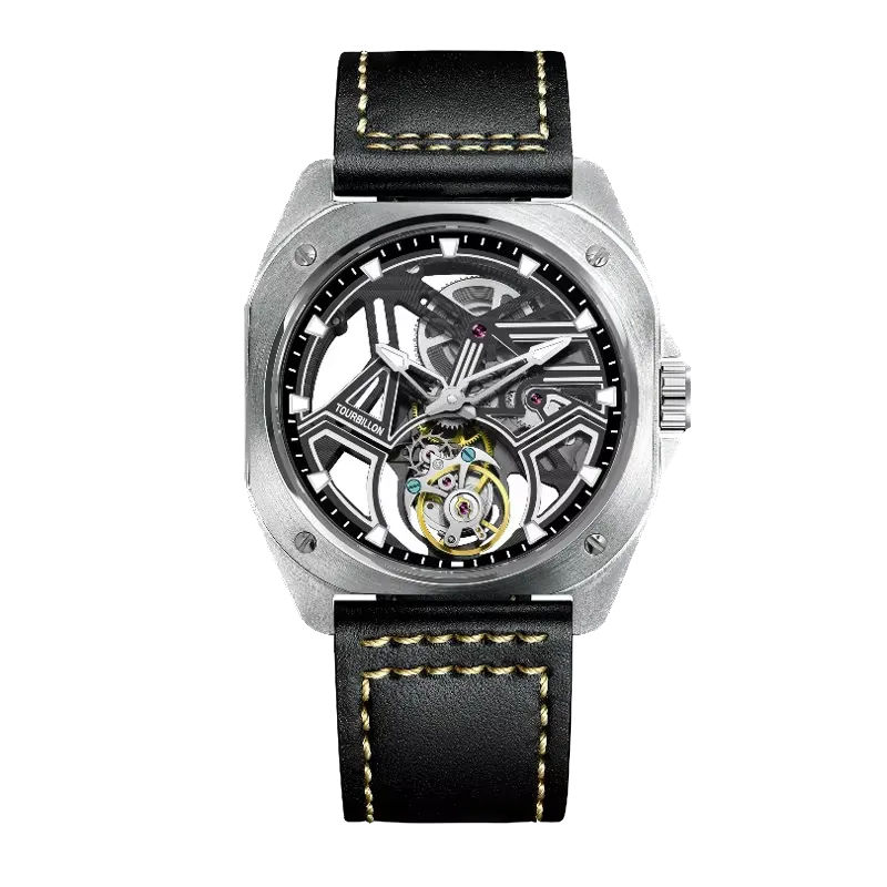 PINDU Hollow transparent Automatic Mechanical Tourbillon Movement Men's Watch-PrimeTimepiece