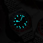 ADDIESDIVE AD2044 Men's Analog GMT515-24H Watch Diver 200M Bubble Mirror Glass