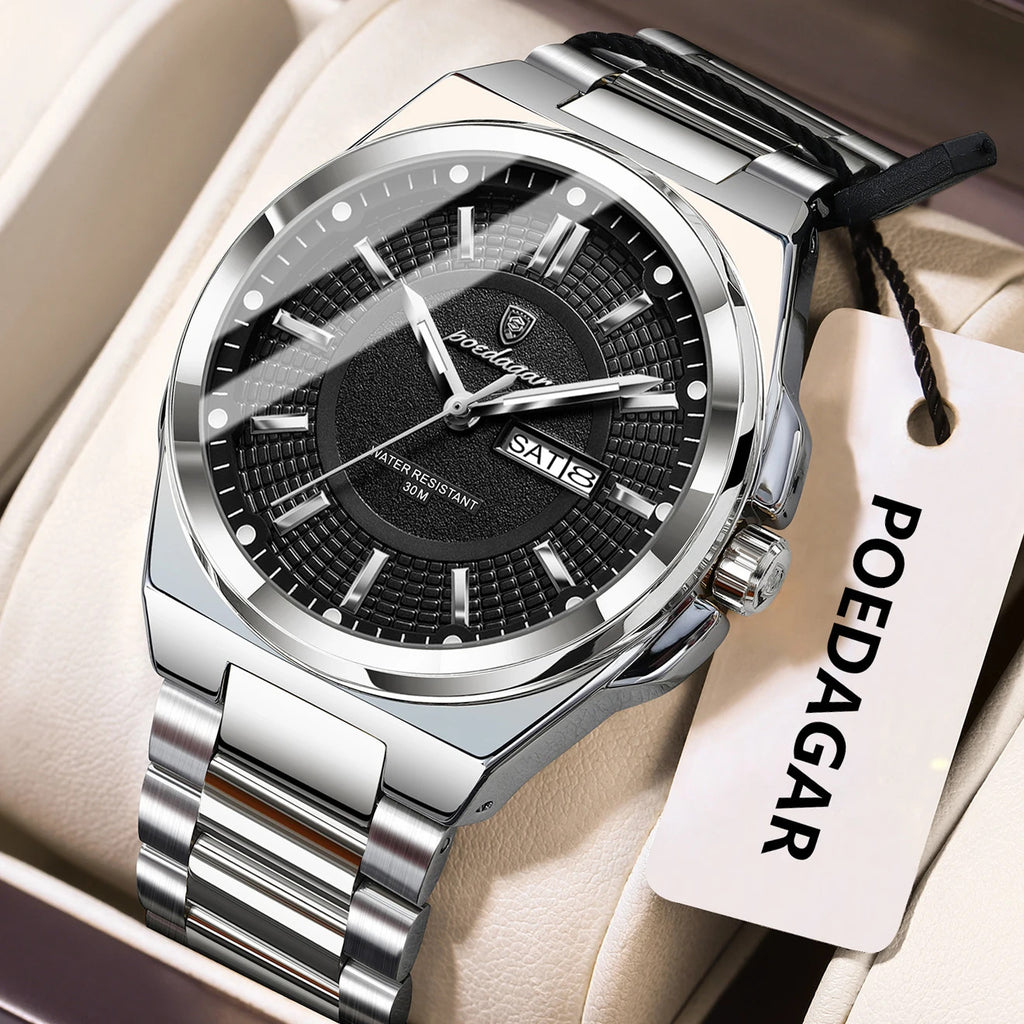 POEDAGAR 896 Men's Sport Quartz Watch in Black Black with watch