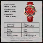 PINDU Button Rotating Red Diamond Dial Mechanical NH35 Automatic Watch For Men-PrimeTimepiece