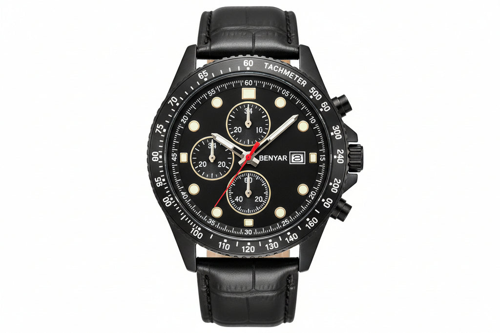 BENYAR BY-5102 Men's Quartz Chronograph Sports Watch Silver White