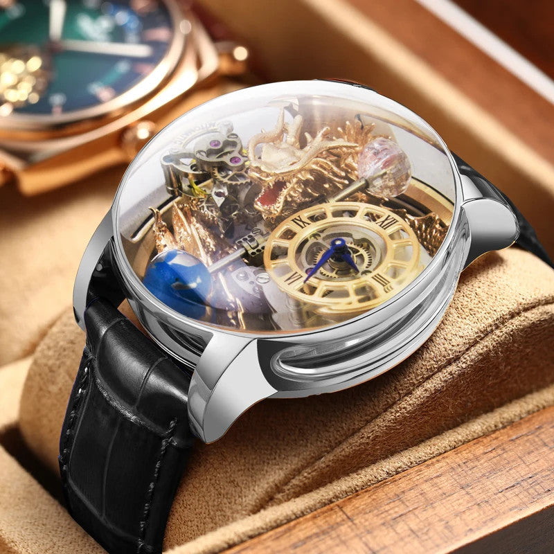 PINDU P6539 Earth Theme 3D Dragon Celestial Body Series Hollow Quartz Watch