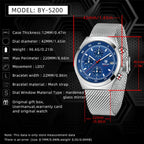 BENYAR BY-5200 43mm Night Light Dial Men's Quartz Watch Chronograph Waterproof-PrimeTimepiece