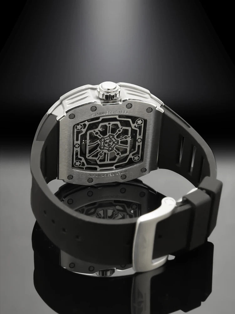  PINDU Mens Tonneau Watch 50 Meter Waterproof Luminous Sapphire Mirror Dial 