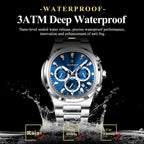 POEDAGAR 834 Men’s Chronograph Quartz Watch in Silver Mintblue with watch