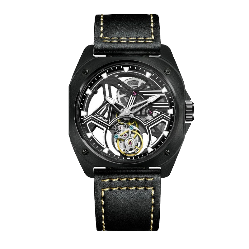 PINDU Hollow transparent Automatic Mechanical Tourbillon Movement Men's Watch