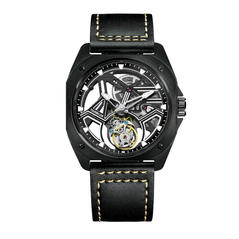 PINDU Hollow transparent Automatic Mechanical Tourbillon Movement Men's Watch-PrimeTimepiece