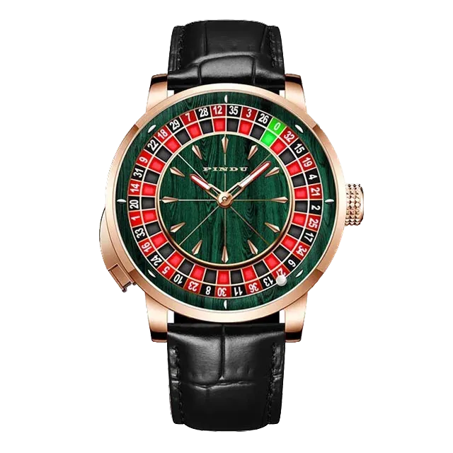 PINDU Wood Grain Celestial Men Mechanical Watch NH35A Roulette Watches Pointer-PrimeTimepiece